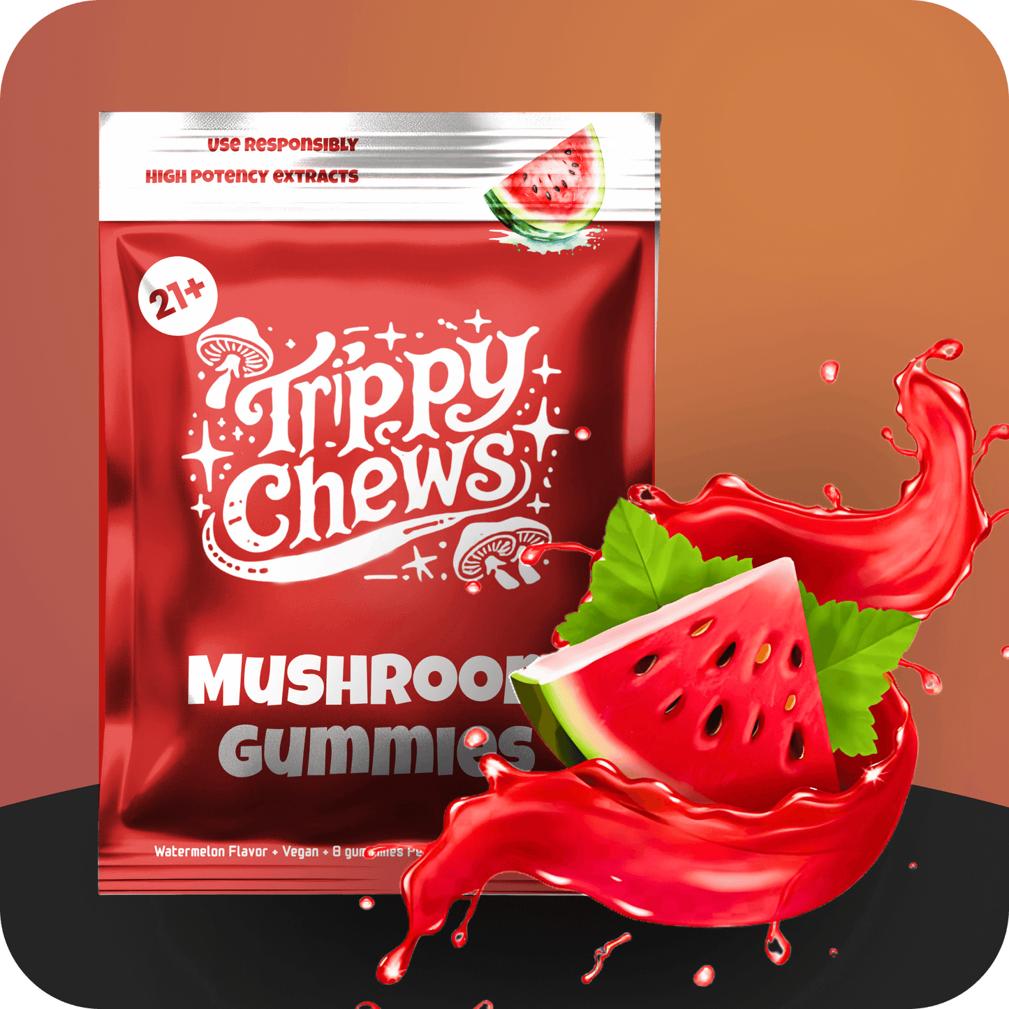 TRIPPYCHEWS MUSHROOM GUMMIES - Watermelon